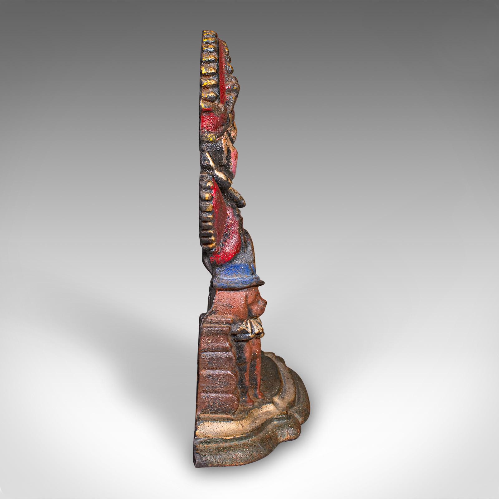British Antique Mr Punch Doorstop, English, Painted Figure, Door Keeper, Victorian, 1880 For Sale