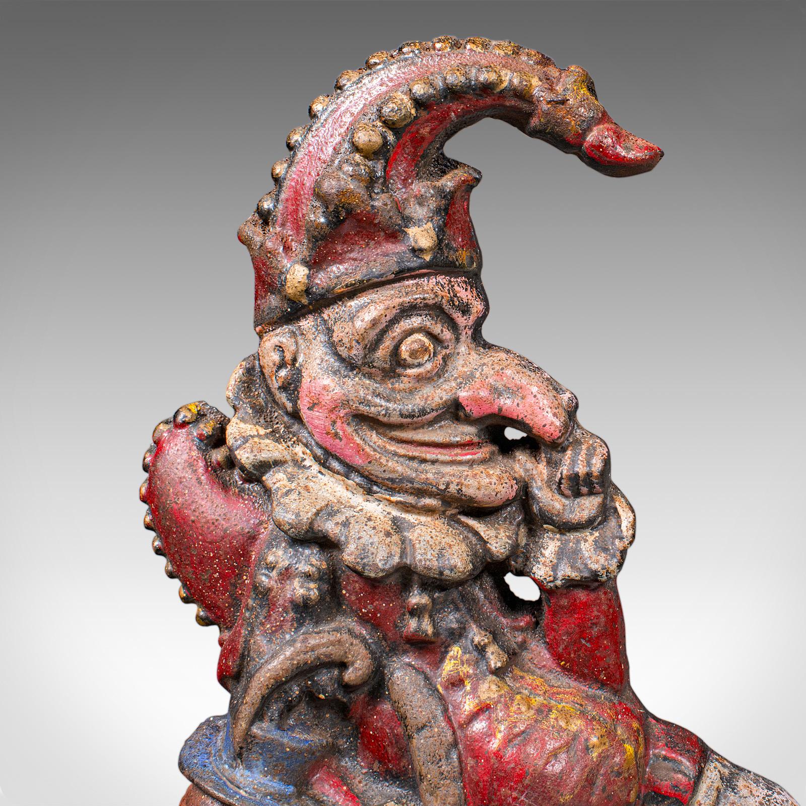 Antique Mr Punch Doorstop, English, Painted Figure, Door Keeper, Victorian, 1880 For Sale 1