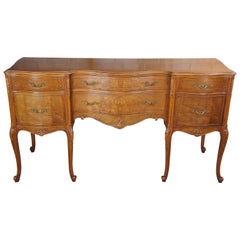 Vintage Mt Airy Crotch Walnut French Provincial Louis XV Sideboard Buffet Server