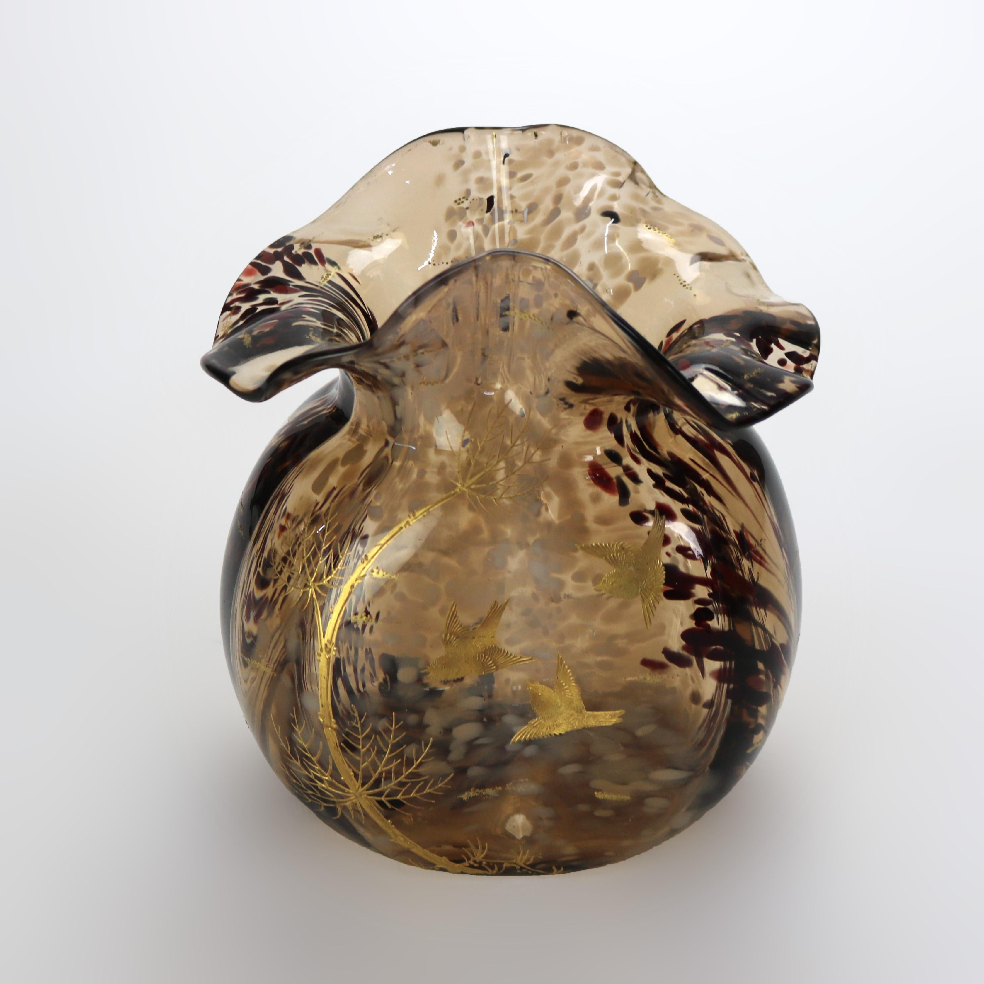 Mouvement esthétique Ancien vase esthétique du mont Washington en verre peint à la main, vers 1880 en vente
