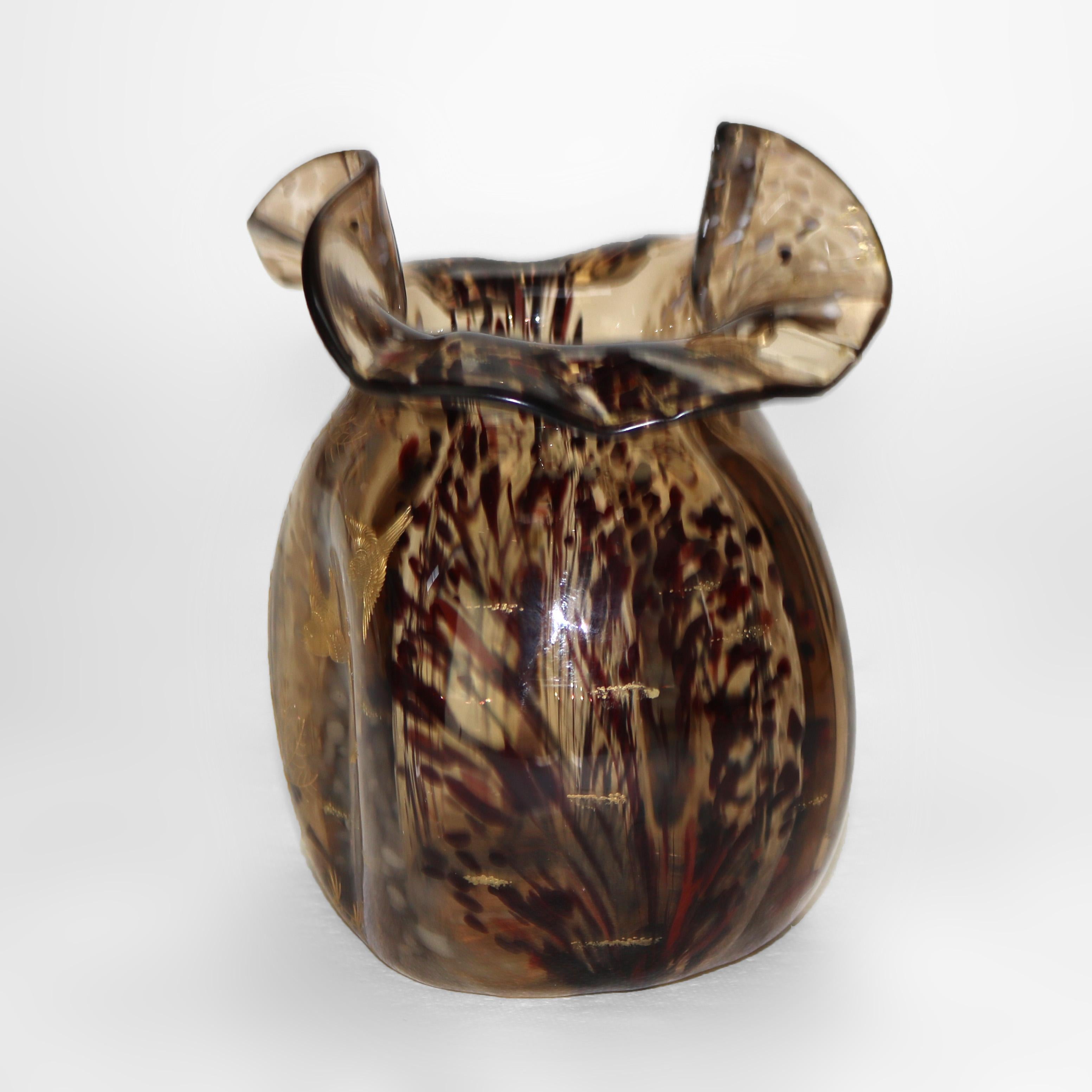 Ancien vase esthétique du mont Washington en verre peint à la main, vers 1880 Bon état - En vente à Big Flats, NY