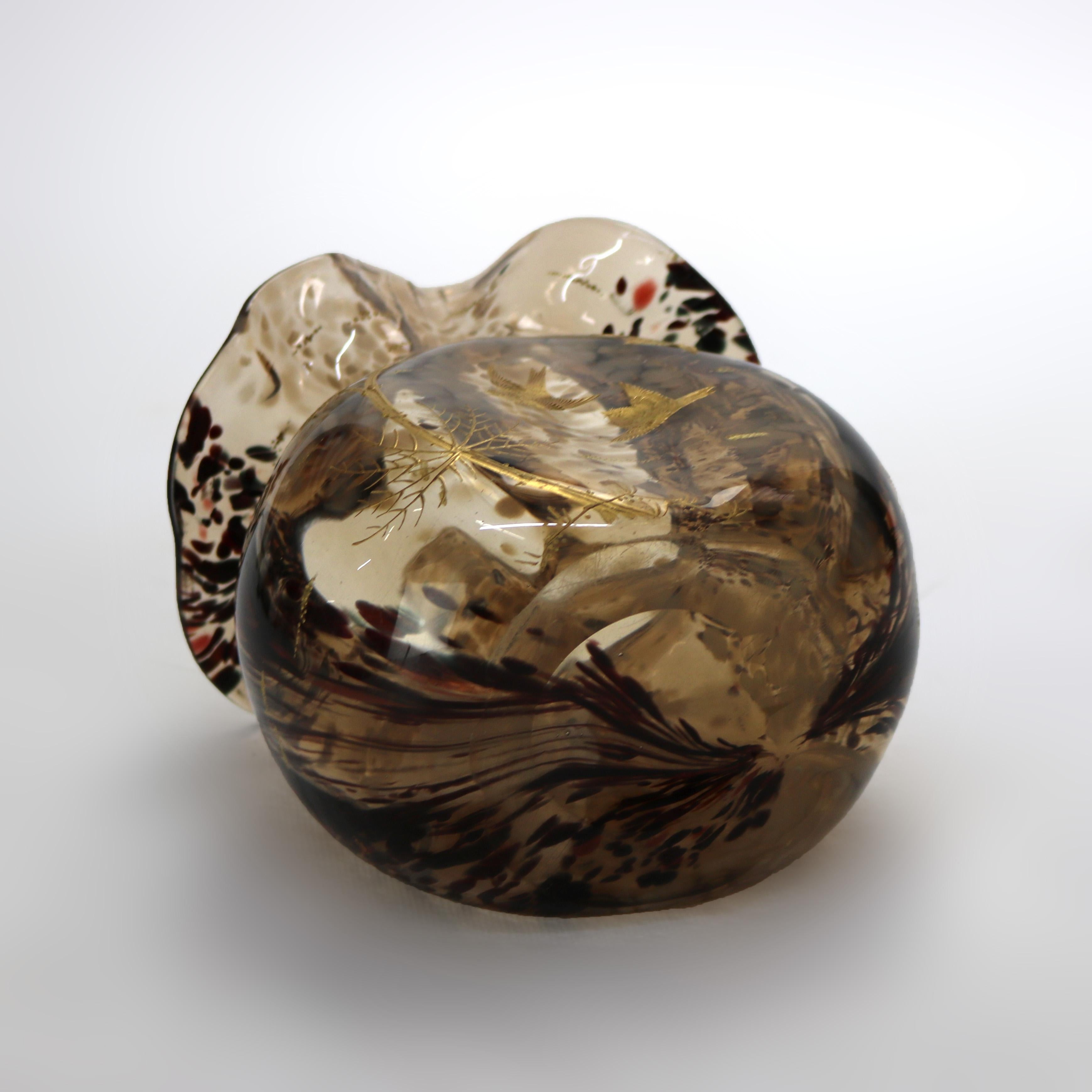 Verre Ancien vase esthétique du mont Washington en verre peint à la main, vers 1880 en vente