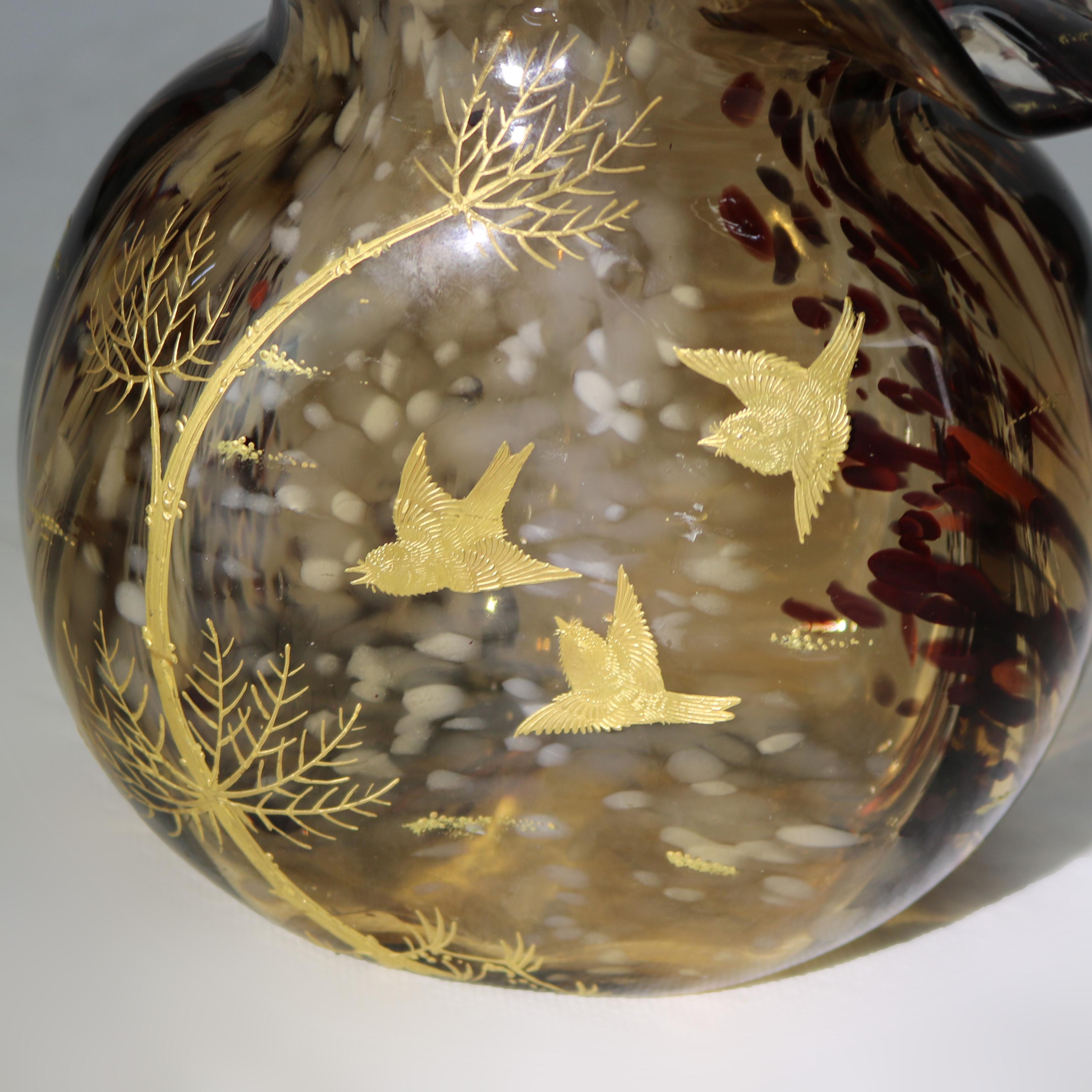Ancien vase esthétique du mont Washington en verre peint à la main, vers 1880 en vente 2
