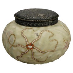 Antique Mt Washington Crown Milano Starfish Jeweled Art Glass Biscuit Jar