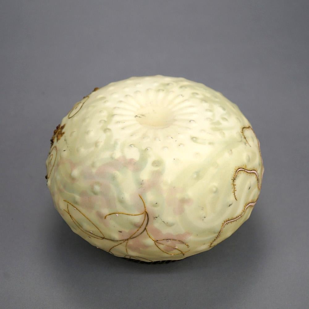 American Antique Mt Washington Crown Milano Starfish Jeweled Art Glass Biscuit Jar