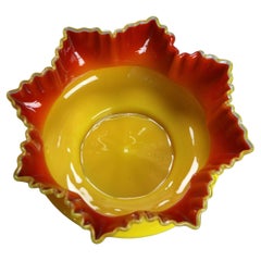 Antique Mt. Washington School Butterscotch & Cranberry Art Glass Bowl C1900