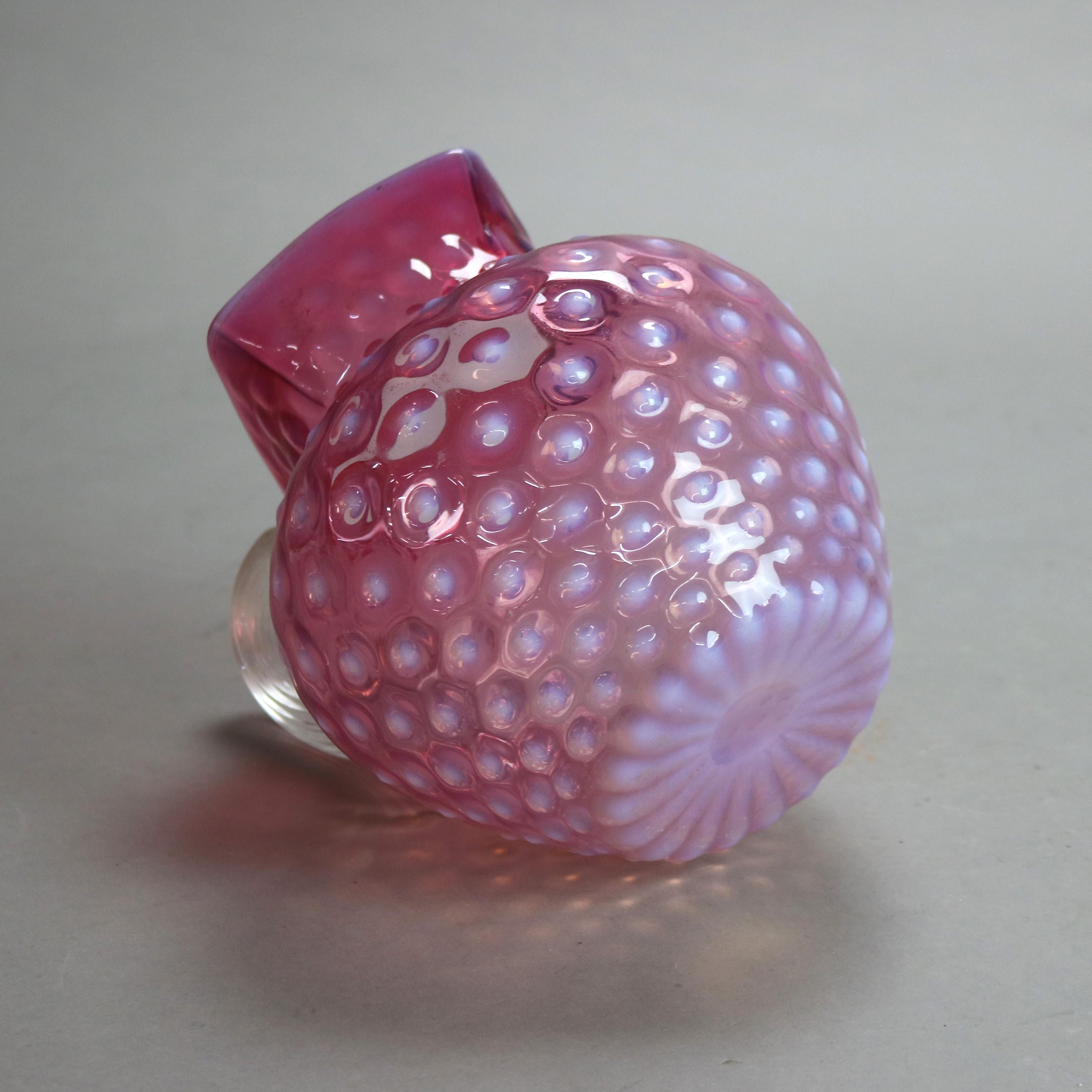 Antique Mt. Washington School Cranberry Hobnail Glass Water Pitcher C1900 For Sale 2