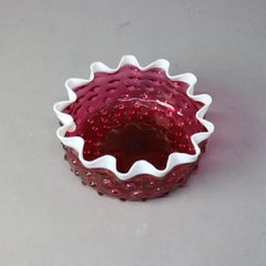 Antique Mt. Washington School Cranberry & Opalescent Hobnail Art Glass c1890