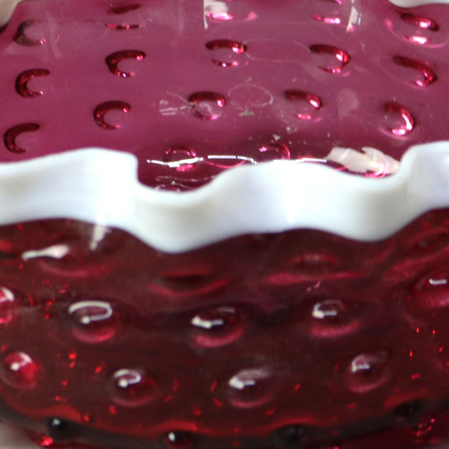 Antique Mt. Washington School Cranberry & Opalescent Hobnail Art Glass c1890 In Good Condition In Big Flats, NY