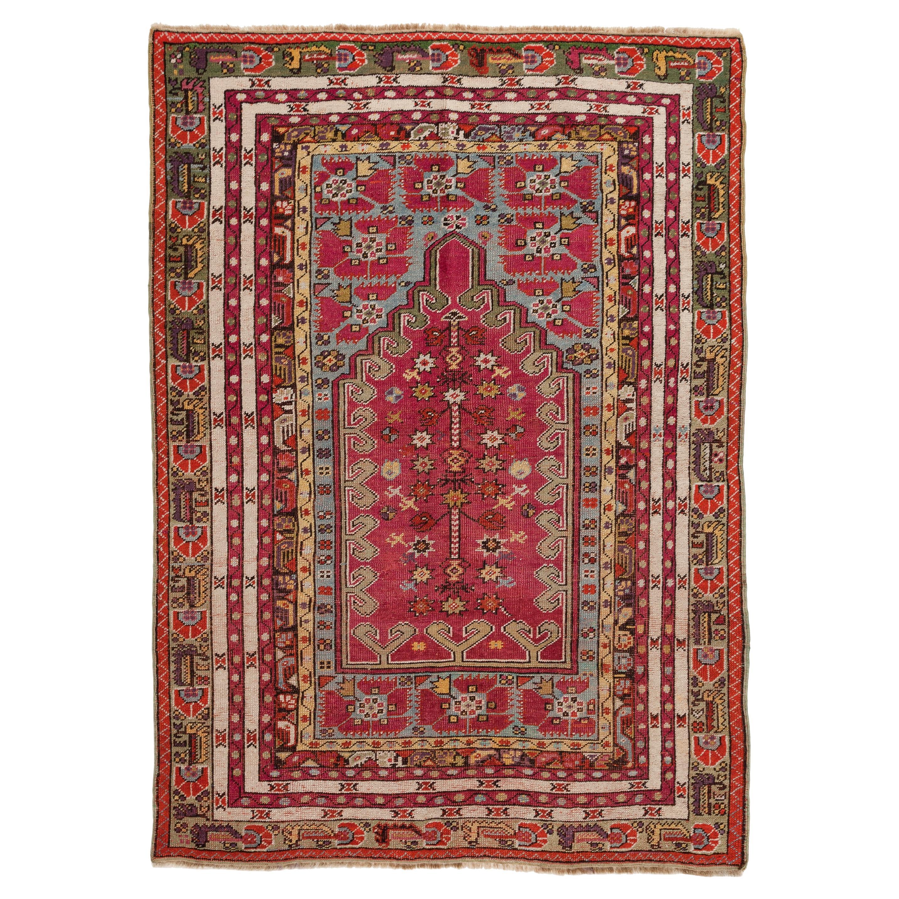 Antiker Mucur (Mudjar / Mujur) Gebetsteppich - Türkischer Mittel Anatolischer Teppich