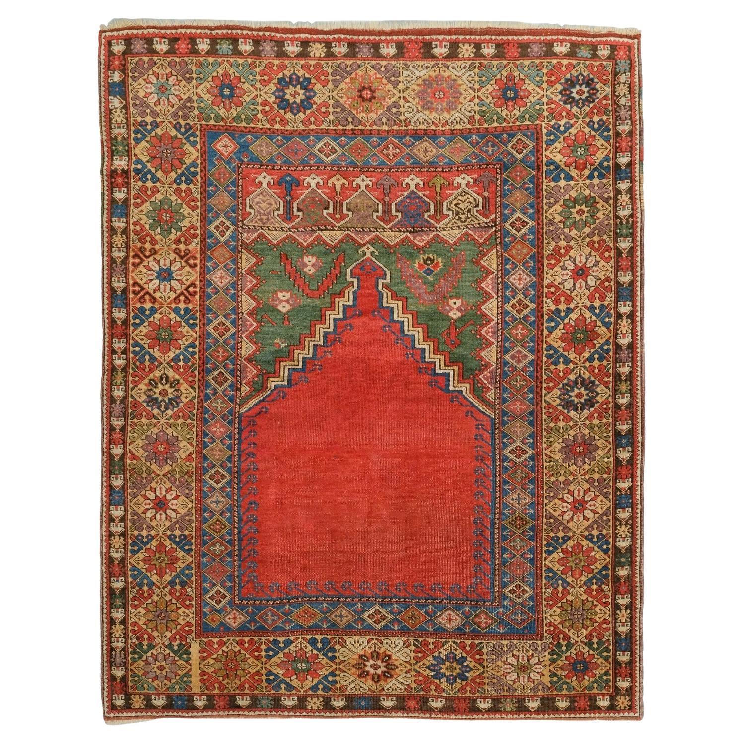 Antique Mudjur Prayer Rug - Middle of 19th Century Antique Wool Rug