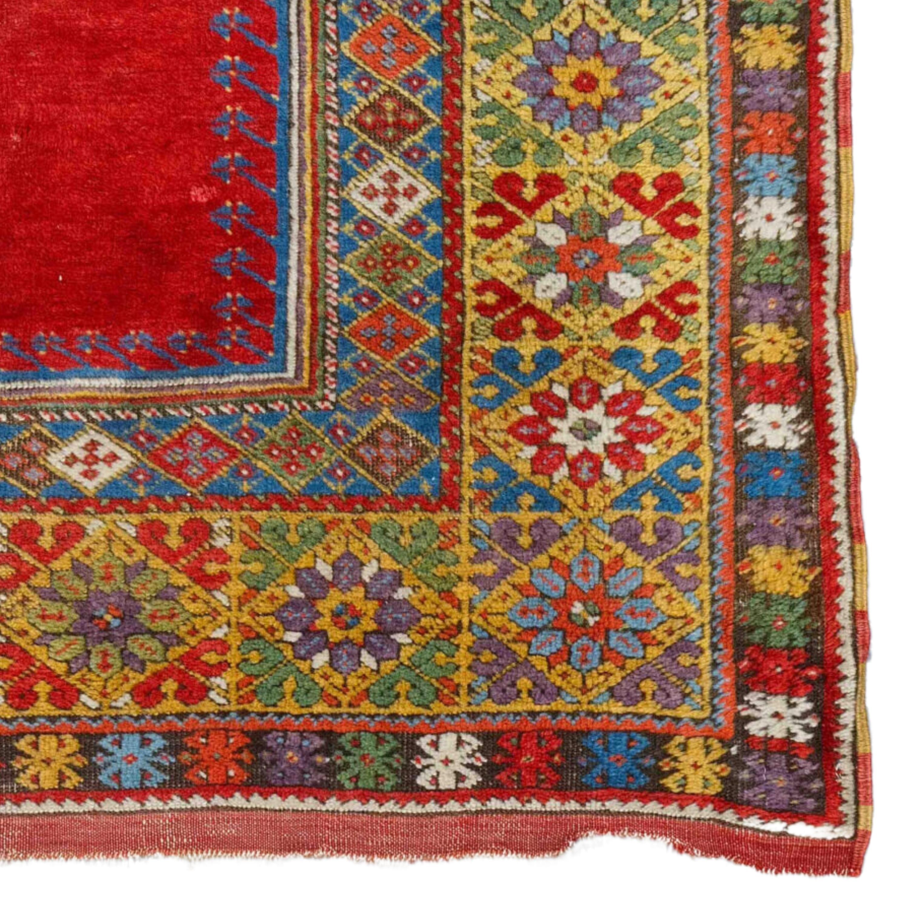 Wool Antique Mudjur Rug - 19th Century Central Anatolia Mudjur Prayer Rug For Sale