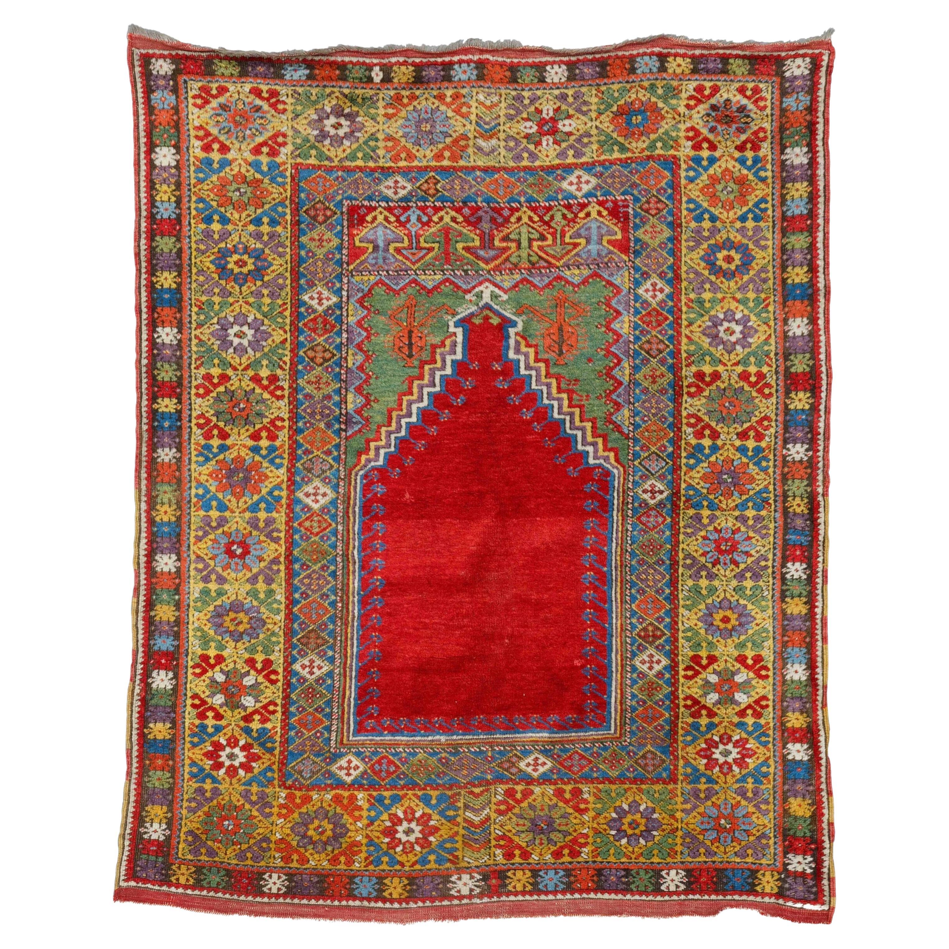 Antique Mudjur Rug - 19th Century Central Anatolia Mudjur Prayer Rug For Sale