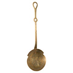 Antique Muffin Toaster, English, Brass, Fireside Warmer Tool, Georgian, C.1800