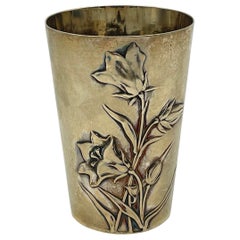 Antiker Becher Jugendstil Blumen 800 Silber - vergoldet / Becher Gebrüder Kühn Deutschland