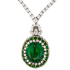 Antique Mughal Certified Emerald Bead and Diamond Necklace