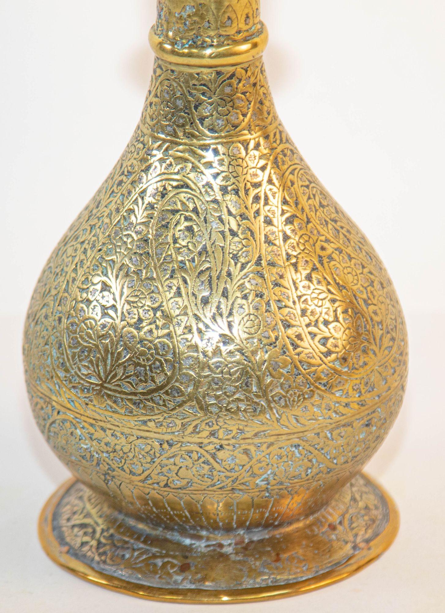 Antique Mughal Engraved 19th Century Hookah Base Indo-Persian For Sale 4