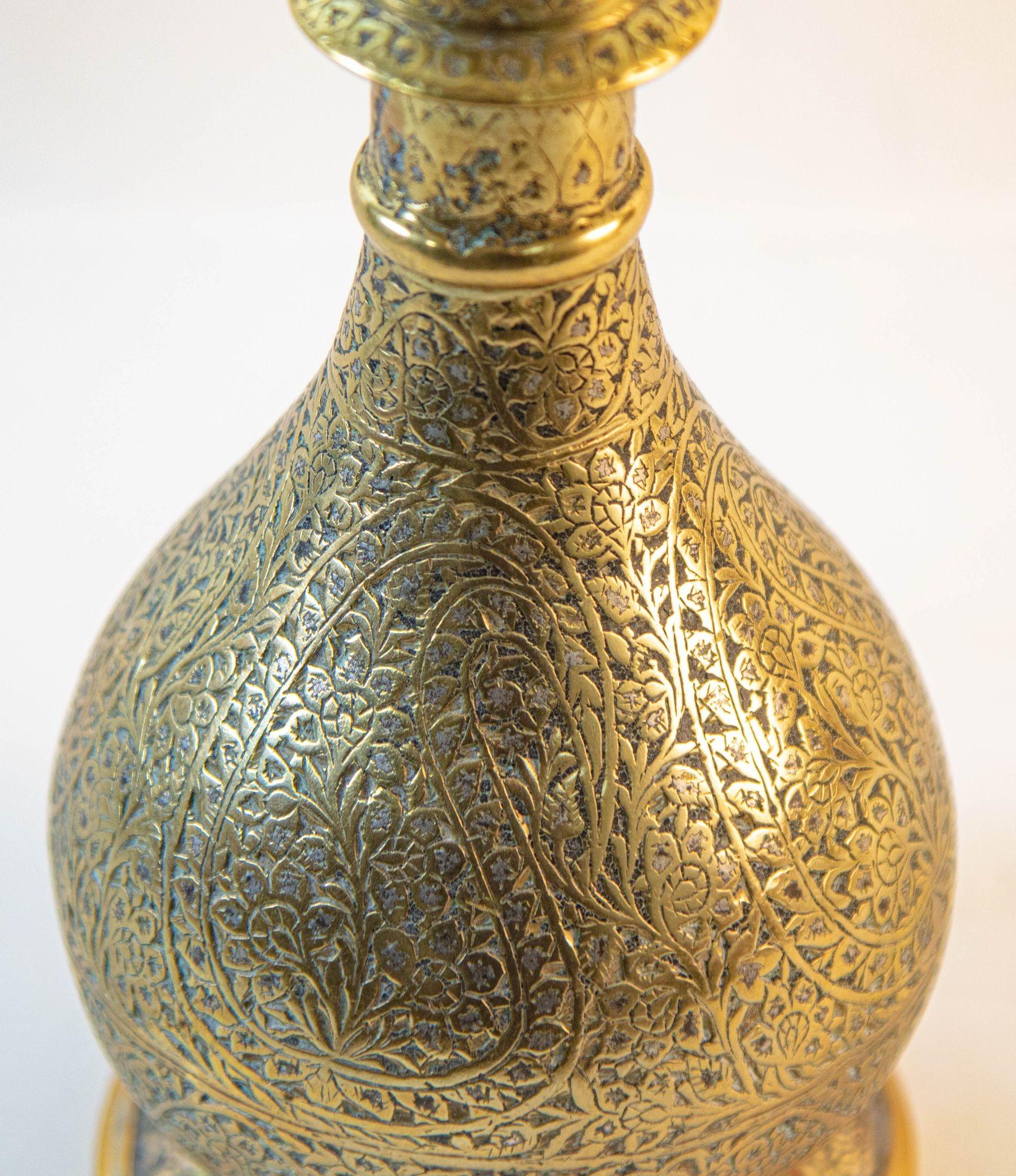Islamic Antique Mughal Engraved 19th Century Hookah Base Indo-Persian For Sale