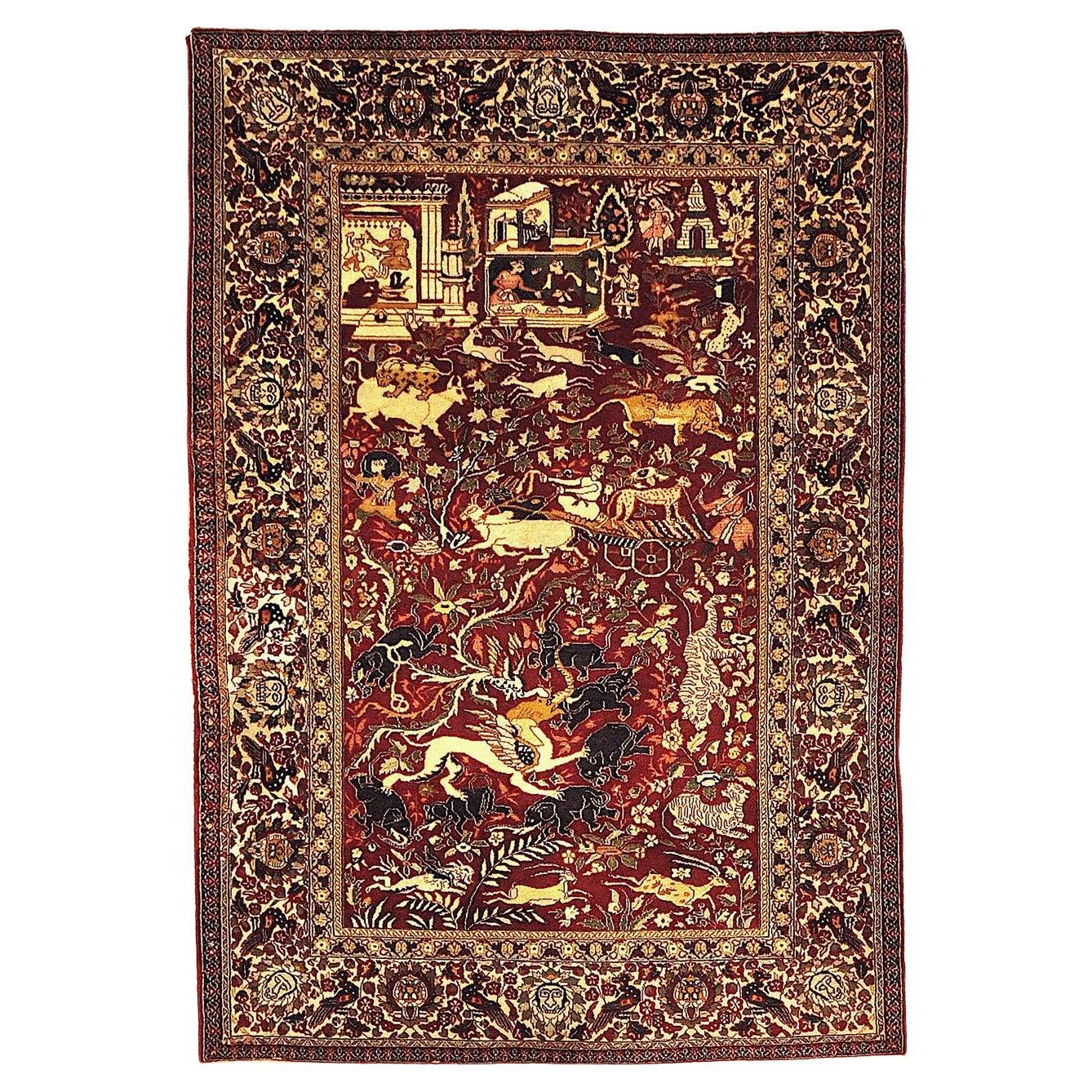 Antiker indischer kaiserlicher Mogulteppich im Angebot