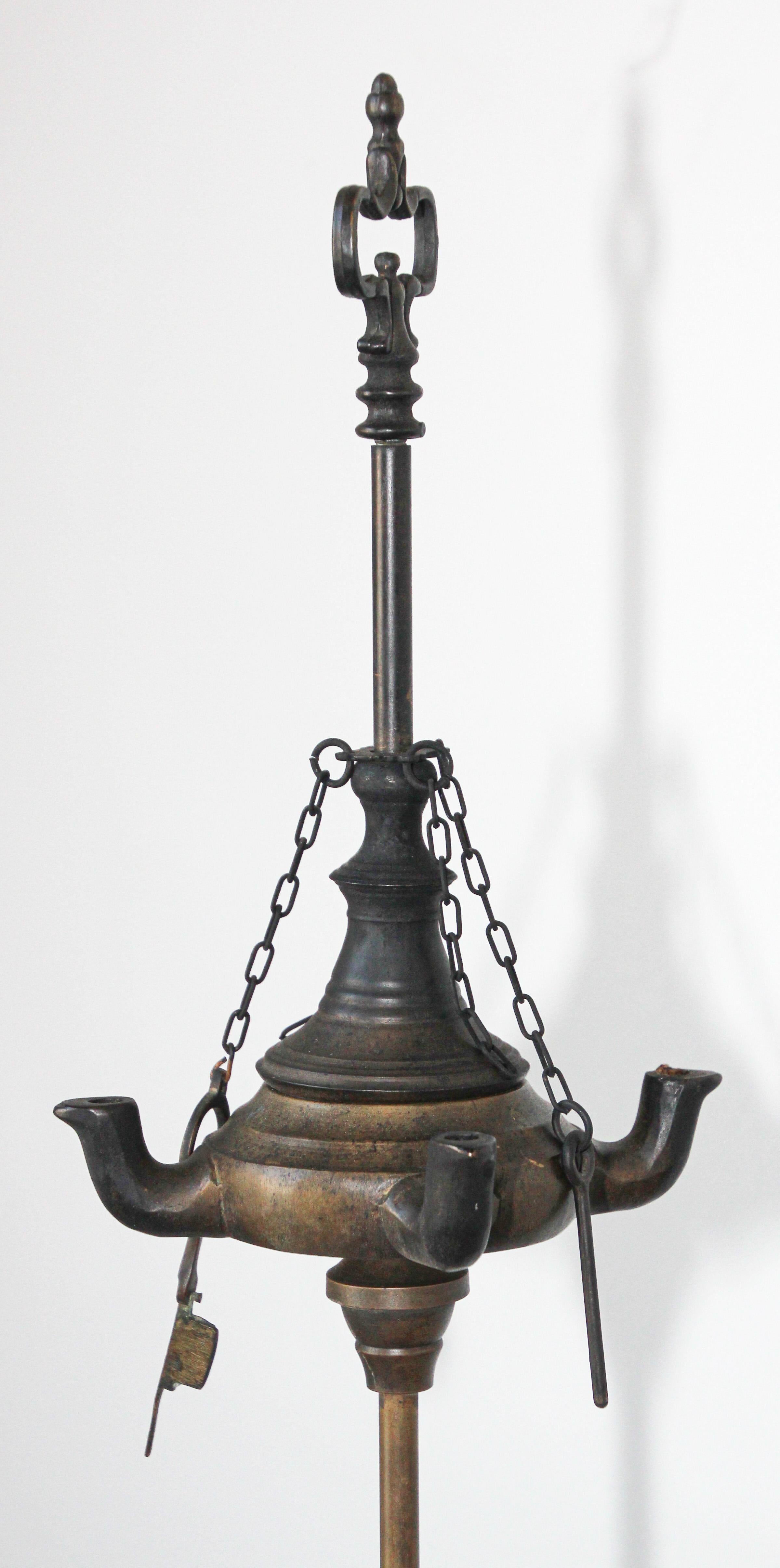Agra Antique Mughal Rajasthani India Bronze Oil Lamp For Sale