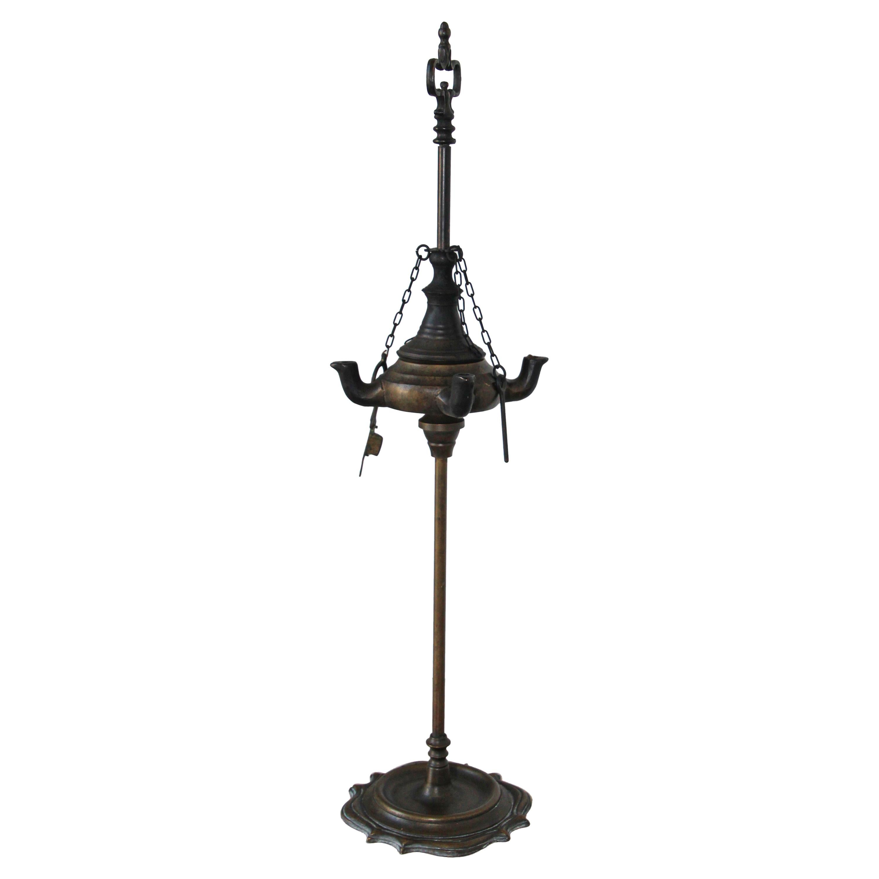 Antique Mughal Rajasthani India Bronze Oil Lamp For Sale