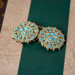 Antique Mughal Style Gold Belt Buckle with Turquoise & Enamel, 1920