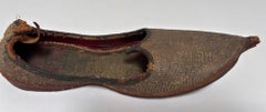Antique Mughal-Style Gold Embroidered Leather Slipper India Punjab Region 1900