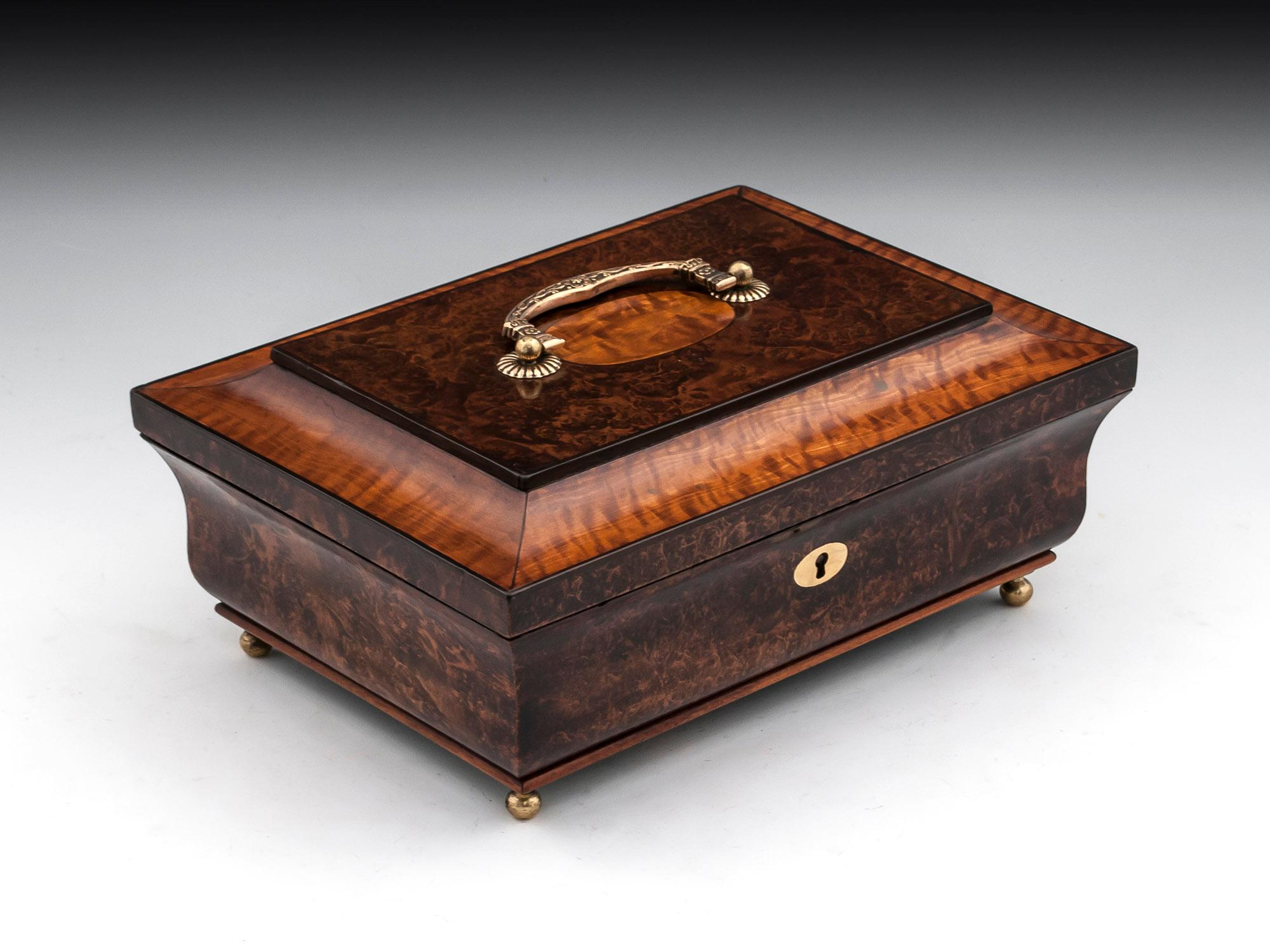 French Antique Mulberry and Satinwood Jewelry Box 19th Century