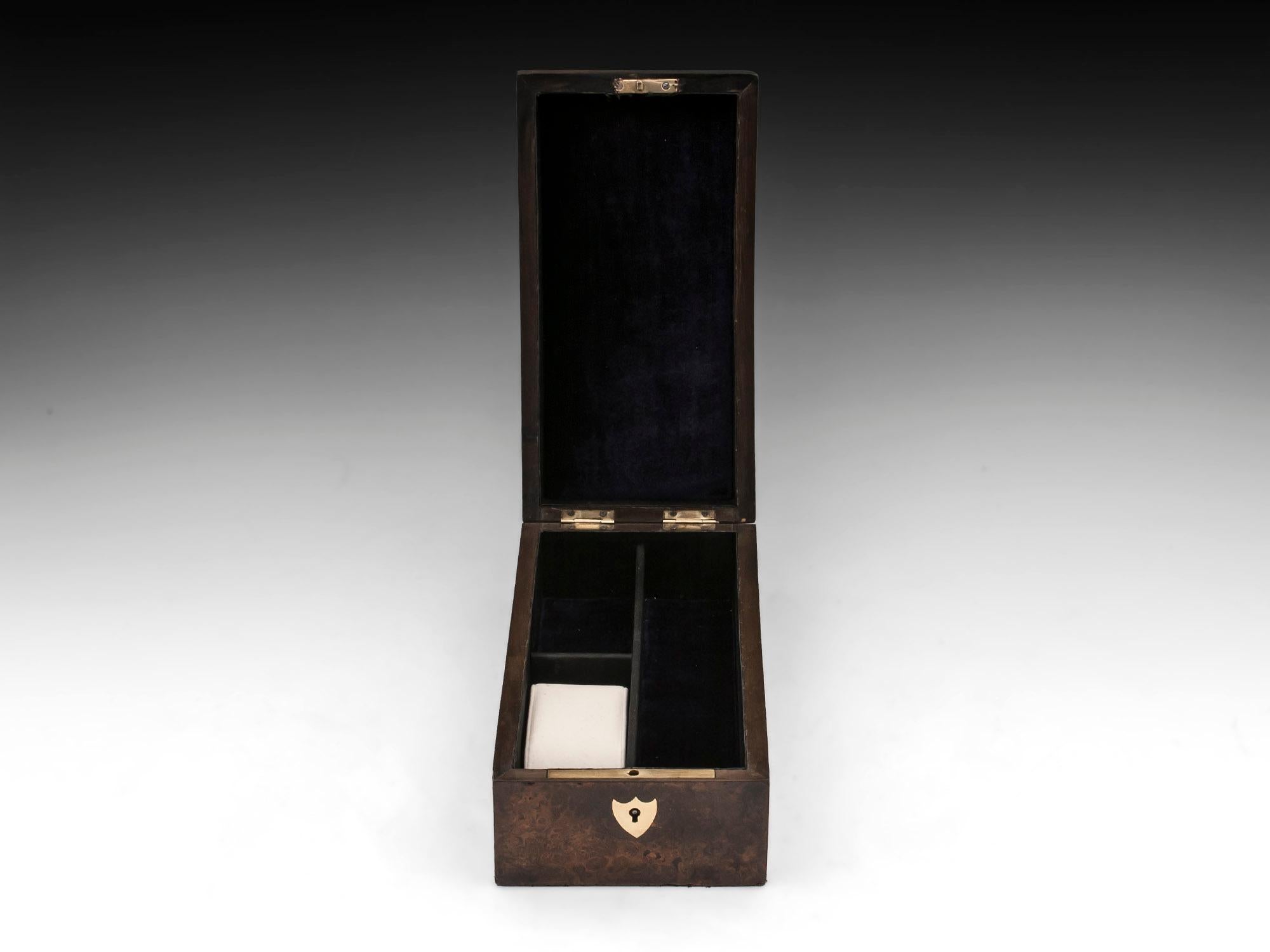 Antique Mulberry Jewelry Watch Box Velvet Lined In Good Condition In Northampton, United Kingdom
