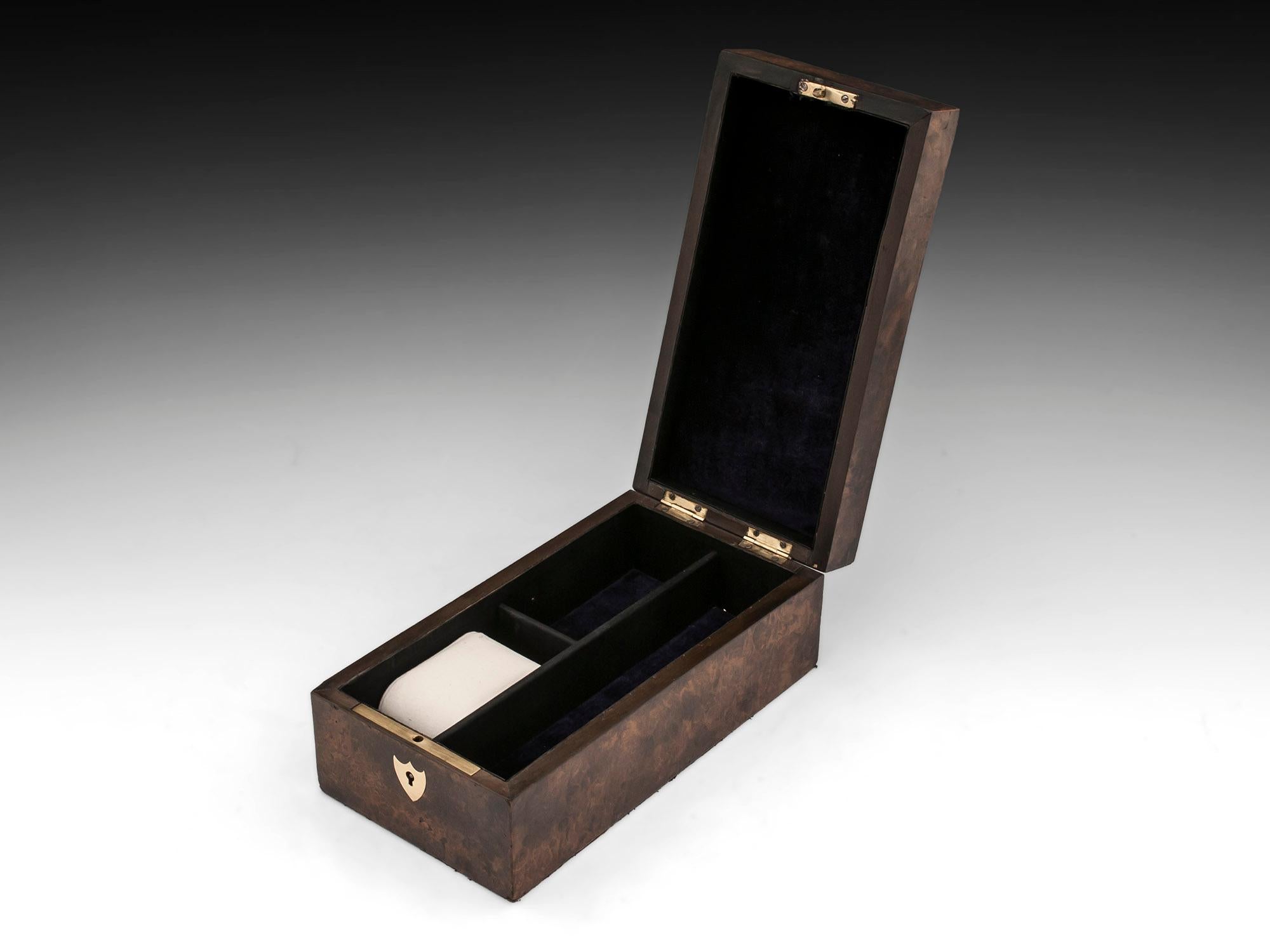 19th Century Antique Mulberry Jewelry Watch Box Velvet Lined