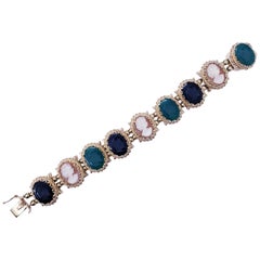 Bracciale antico multi cammeo in oro giallo 14 carati