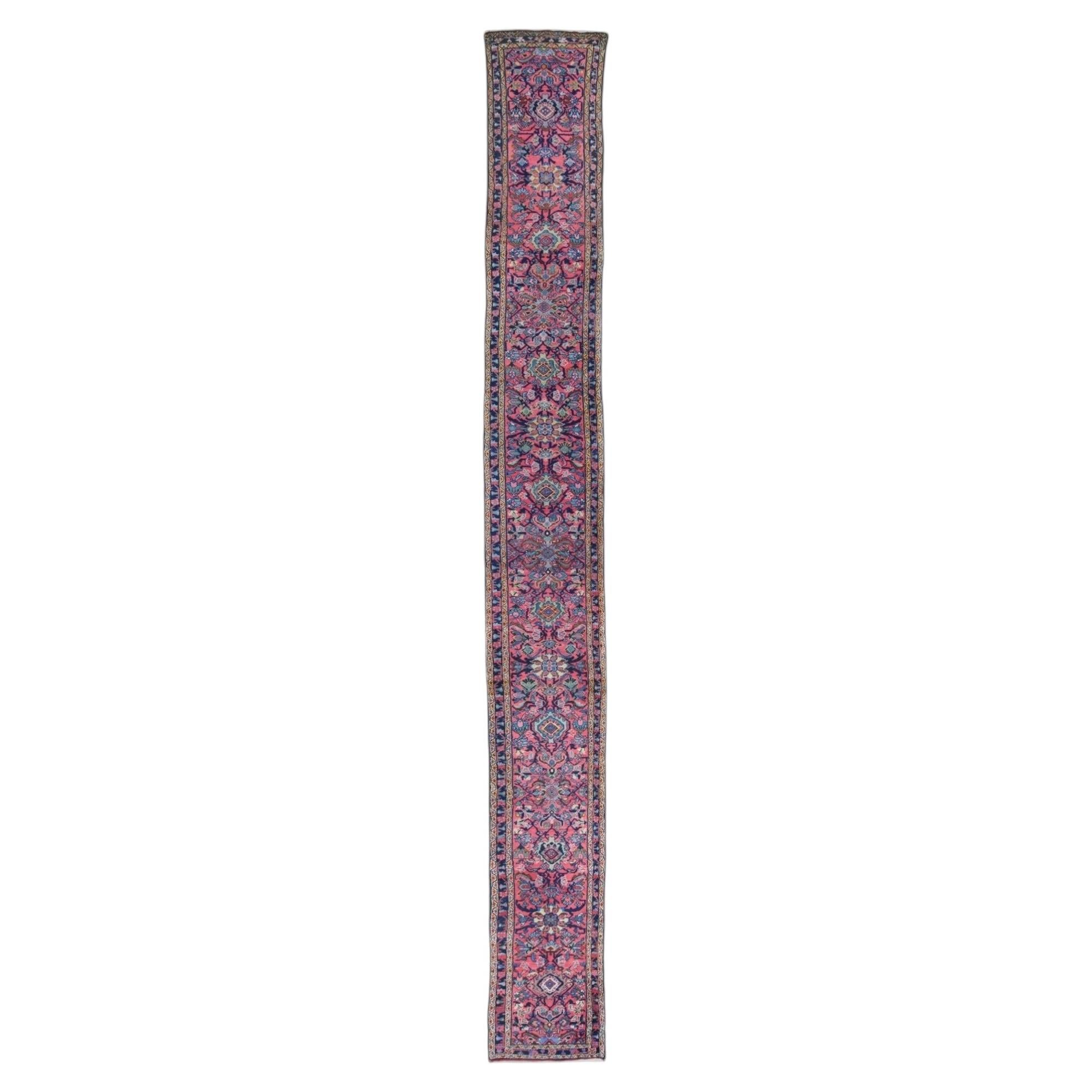 Antique Multi-Color Floral Design Runner, Late 19th Century