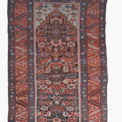 Ancien chemin de table en laine à motifs floraux multicolores - Fin du 19e siècle