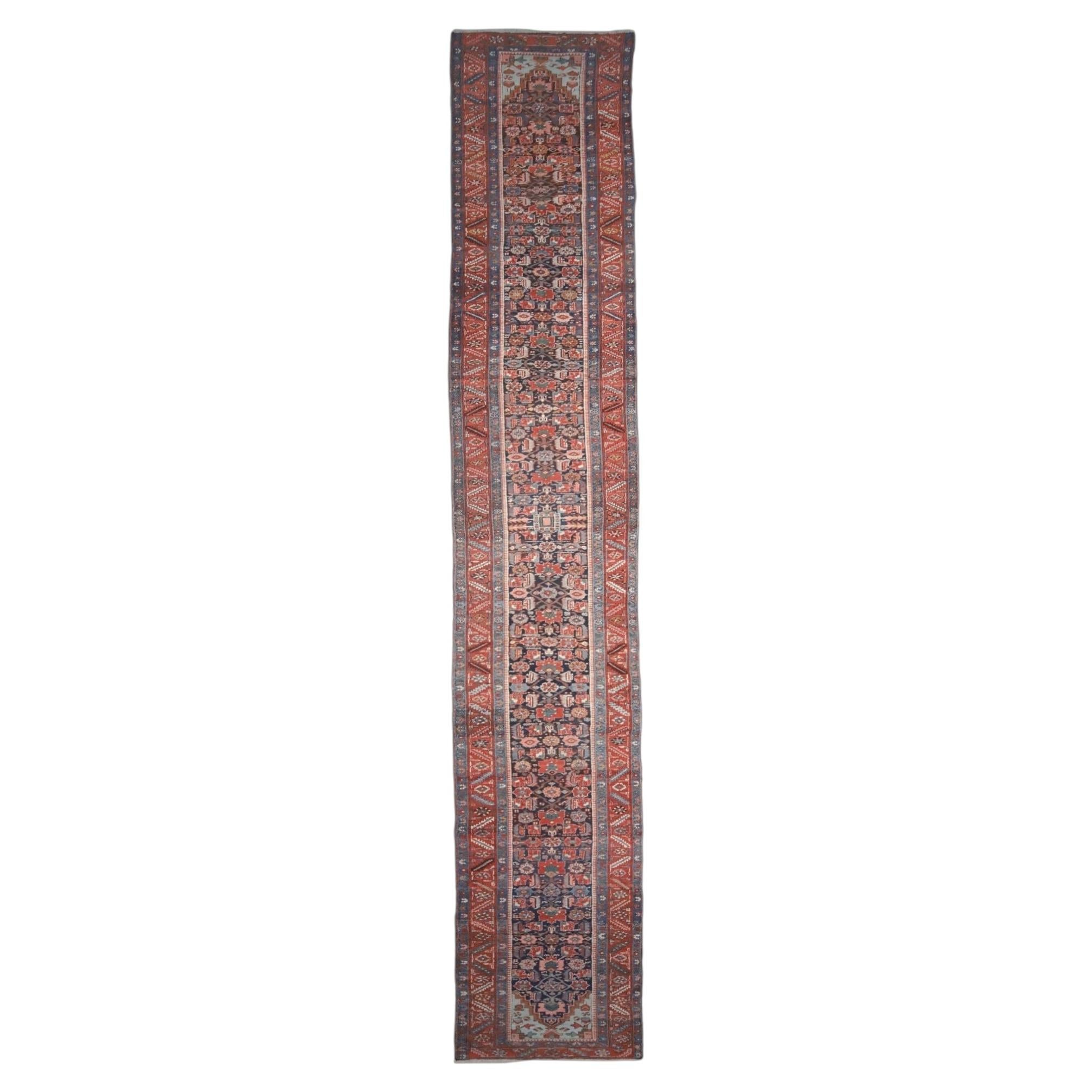 Antique Multi-Color Floral Design Wool Runner - Late 19th Century