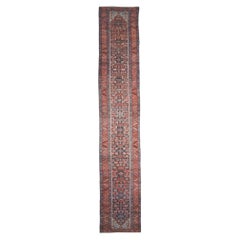 Ancien chemin de table en laine à motifs floraux multicolores - Fin du 19e siècle