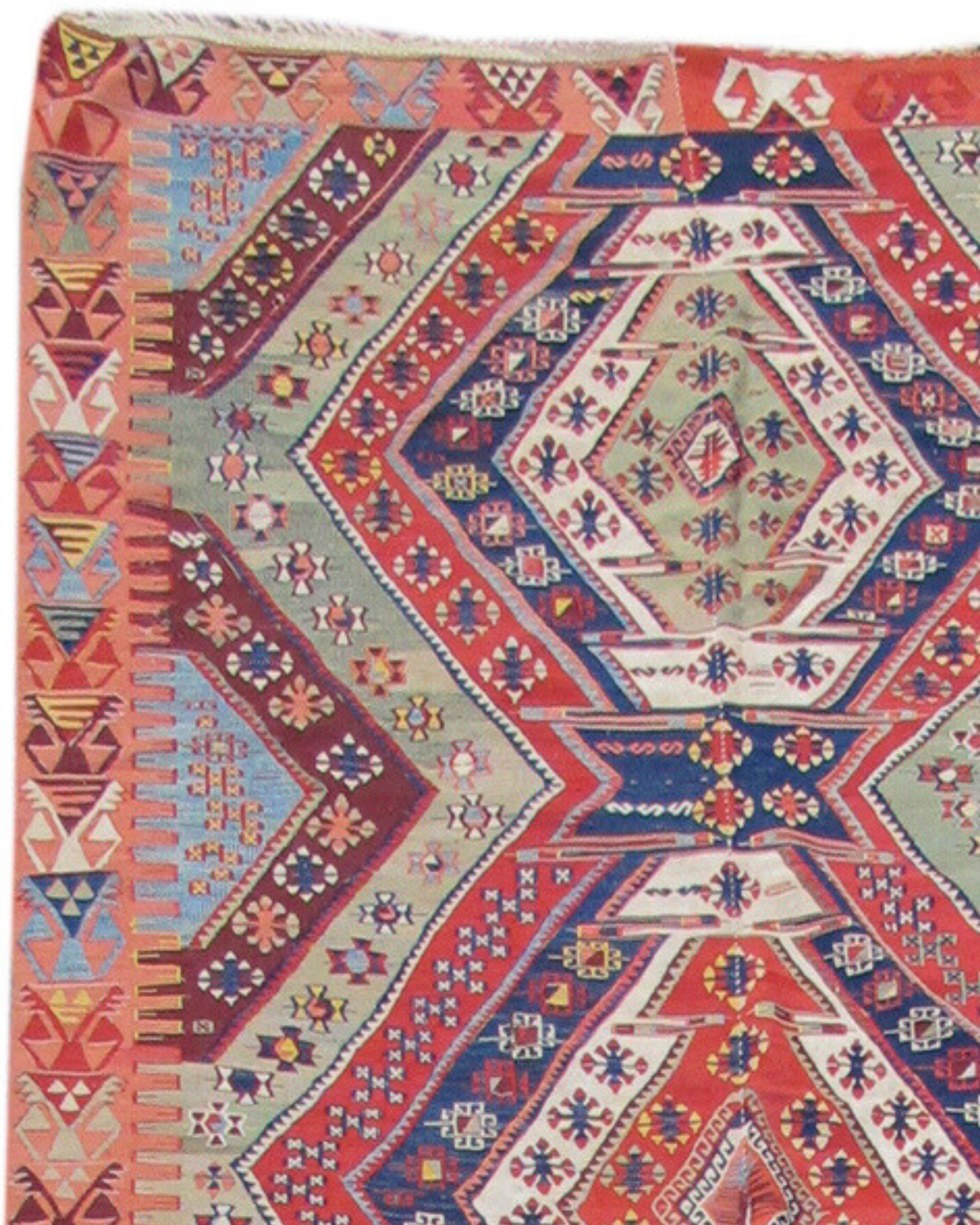 Turkish Antique Multi-Colored Anatolian Kilim Rug, Mid-19th Century  For Sale