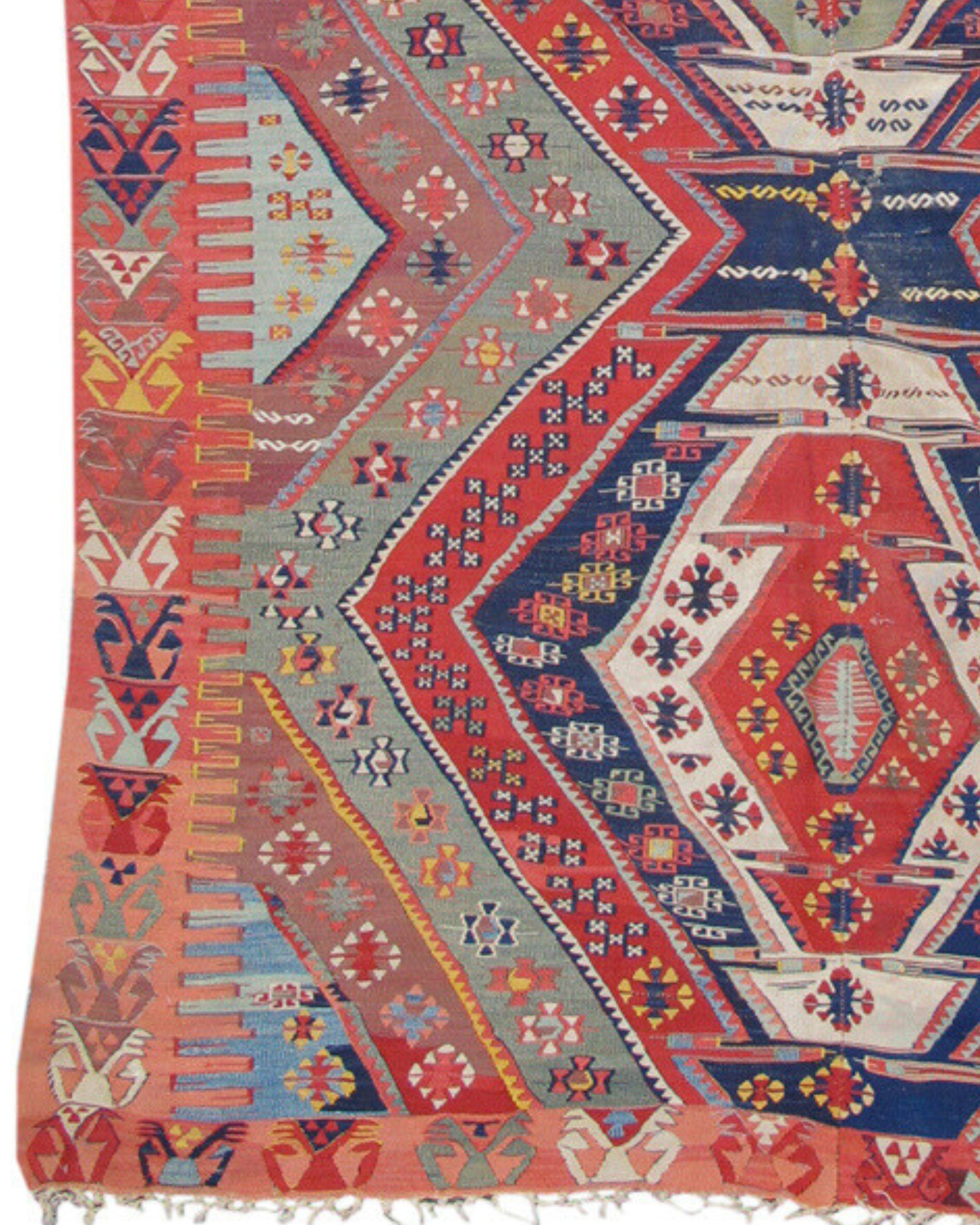 Hand-Woven Antique Multi-Colored Anatolian Kilim Rug, Mid-19th Century  For Sale