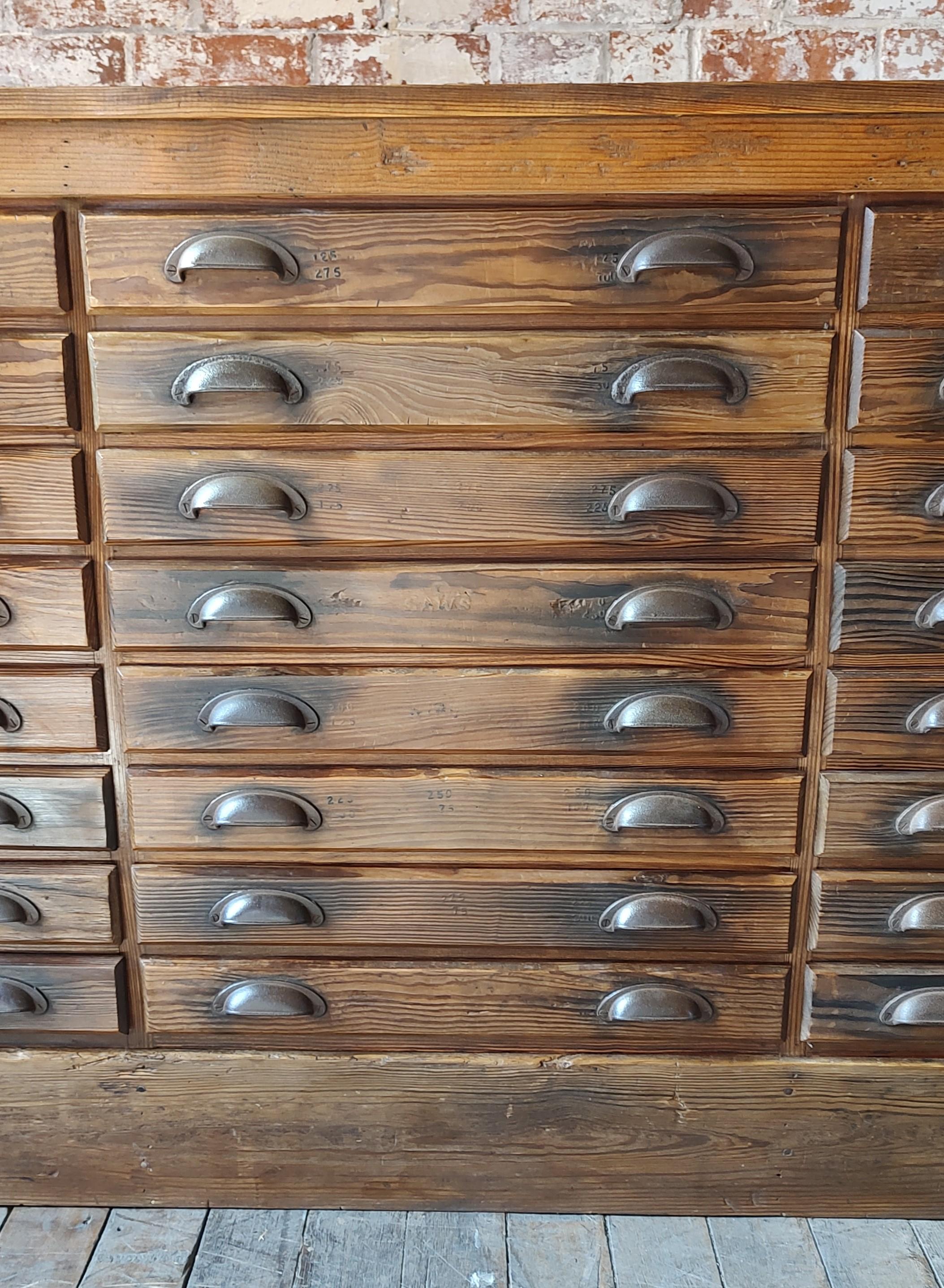 Galvanized Antique Multi-Drawer Cabinet For Sale