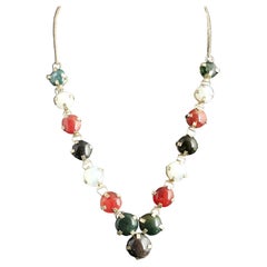 Antique multi gemstone necklace, Agate, Carnelian, Feldspar