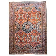 Antique Multi-Medallion & Multi-Color Persian Farahan Carpet