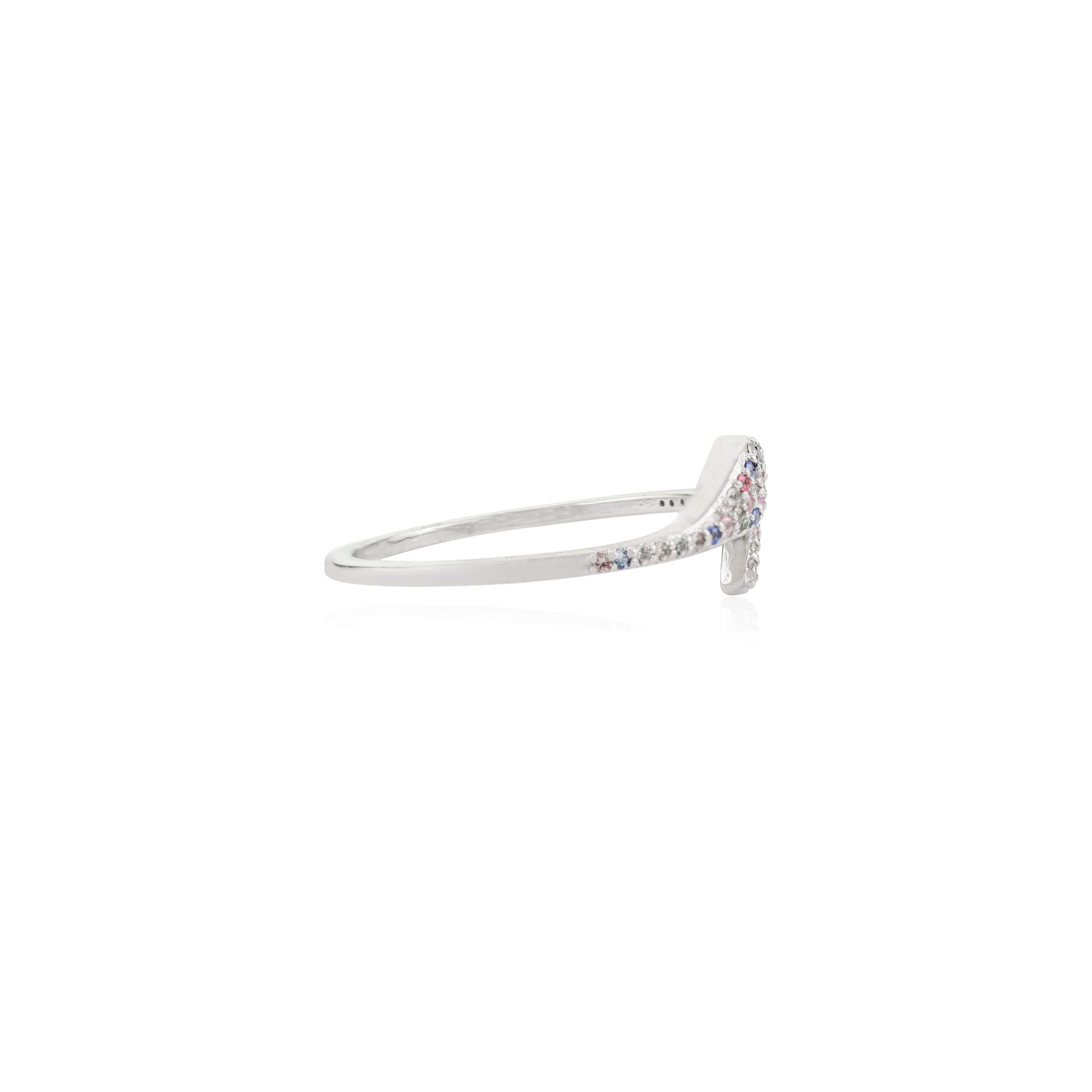For Sale:  Antique Multi Sapphire with Diamonds Set Snake Wrap Ring in 18 Karat White Gold 7
