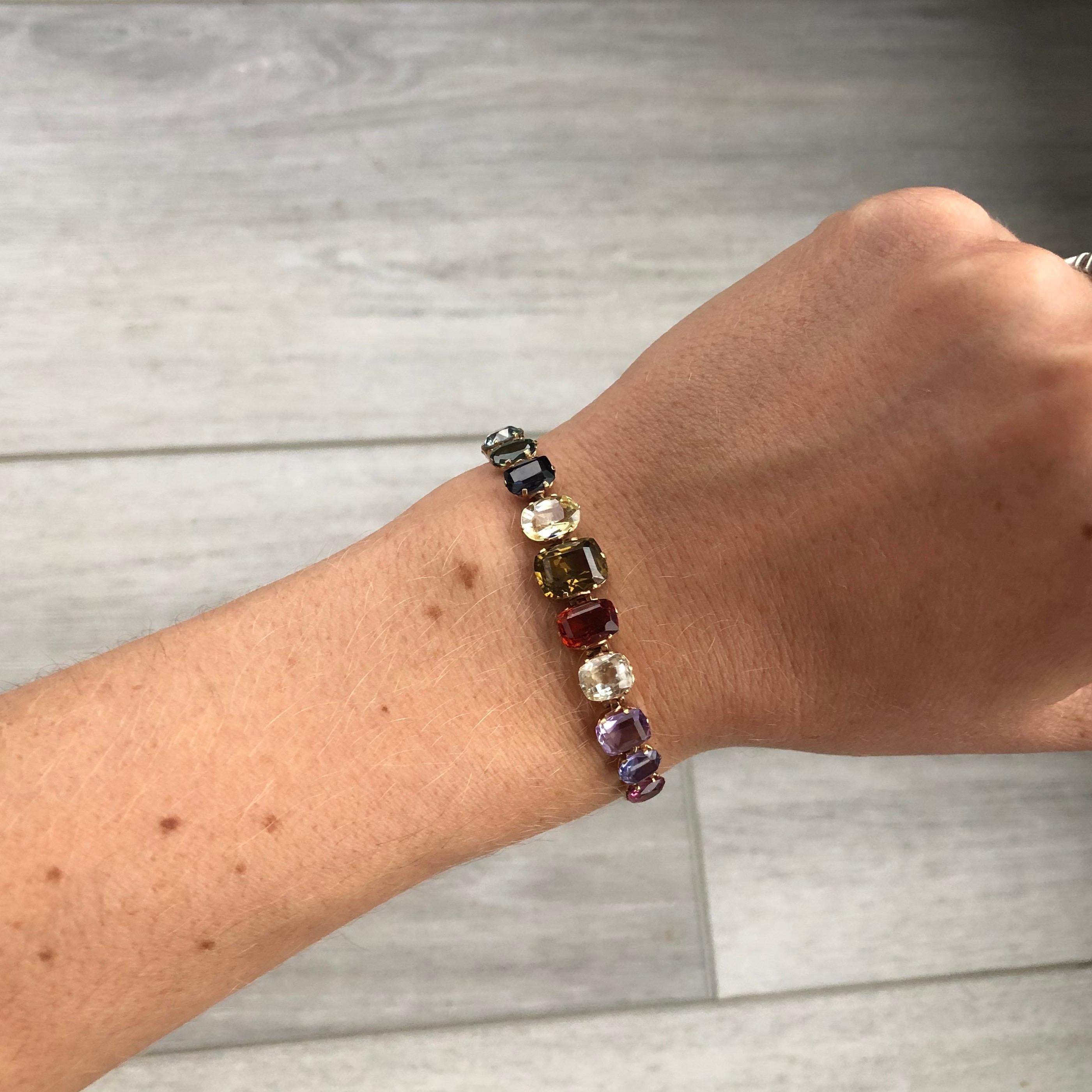 Antikes Multistein-Armband aus 9 Karat Gold Damen