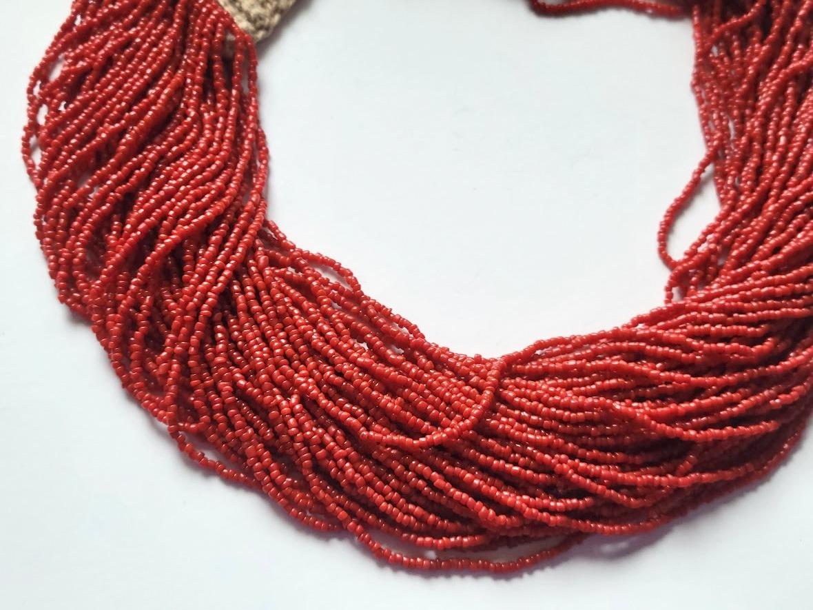 Antique Multi-Strand Coral Nagaland Necklace In Excellent Condition For Sale In Chesterland, OH