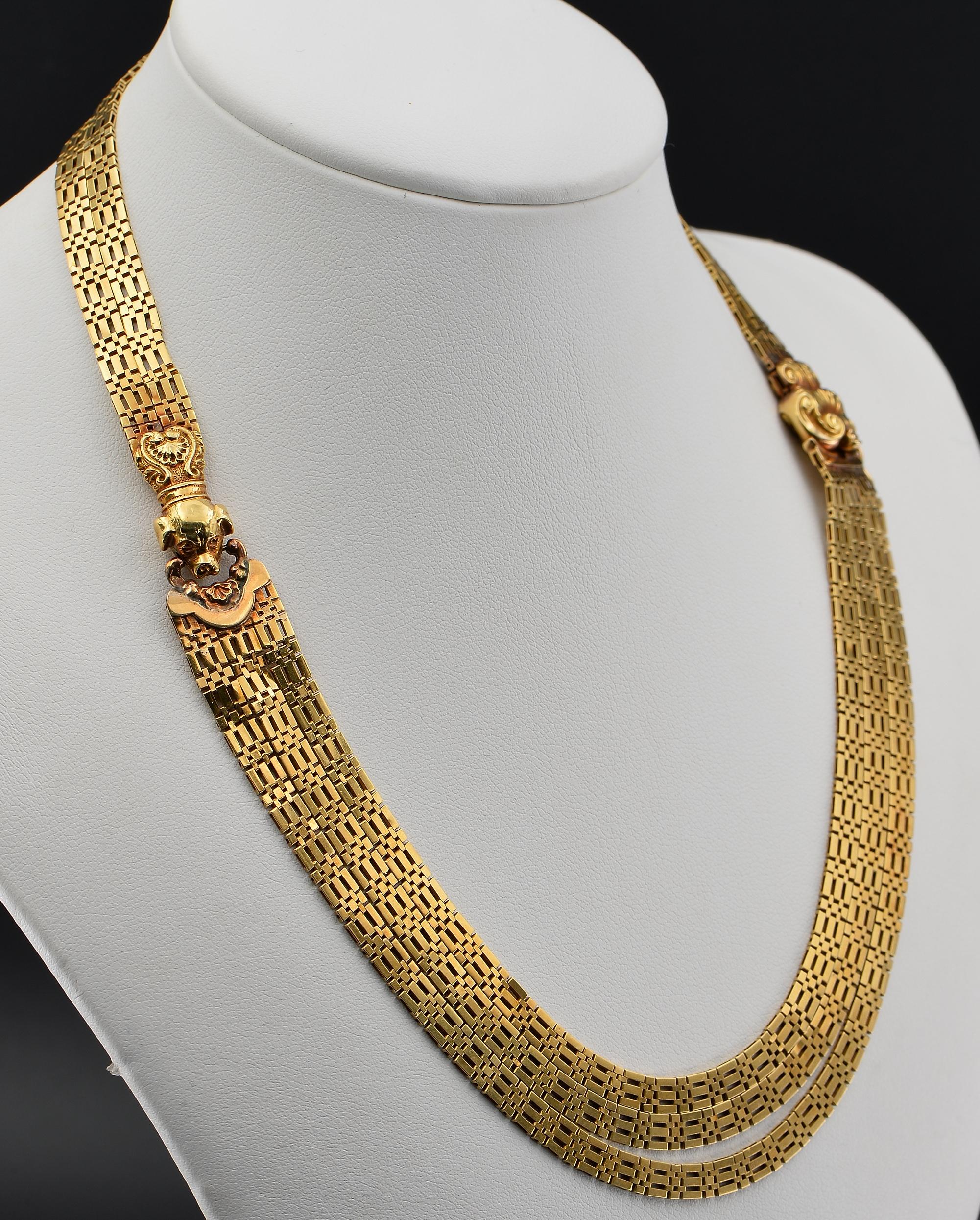 Georgian Antique Multi-strand Dog 18 Kt Collar Necklace 1820 ca