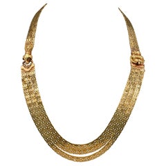 Antique Multi-strand Dog 18 Kt Collar Necklace 1820 ca