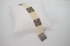 Antikes filigranes antikes Perlen-Diamant-Silber-Weißgold-Armband