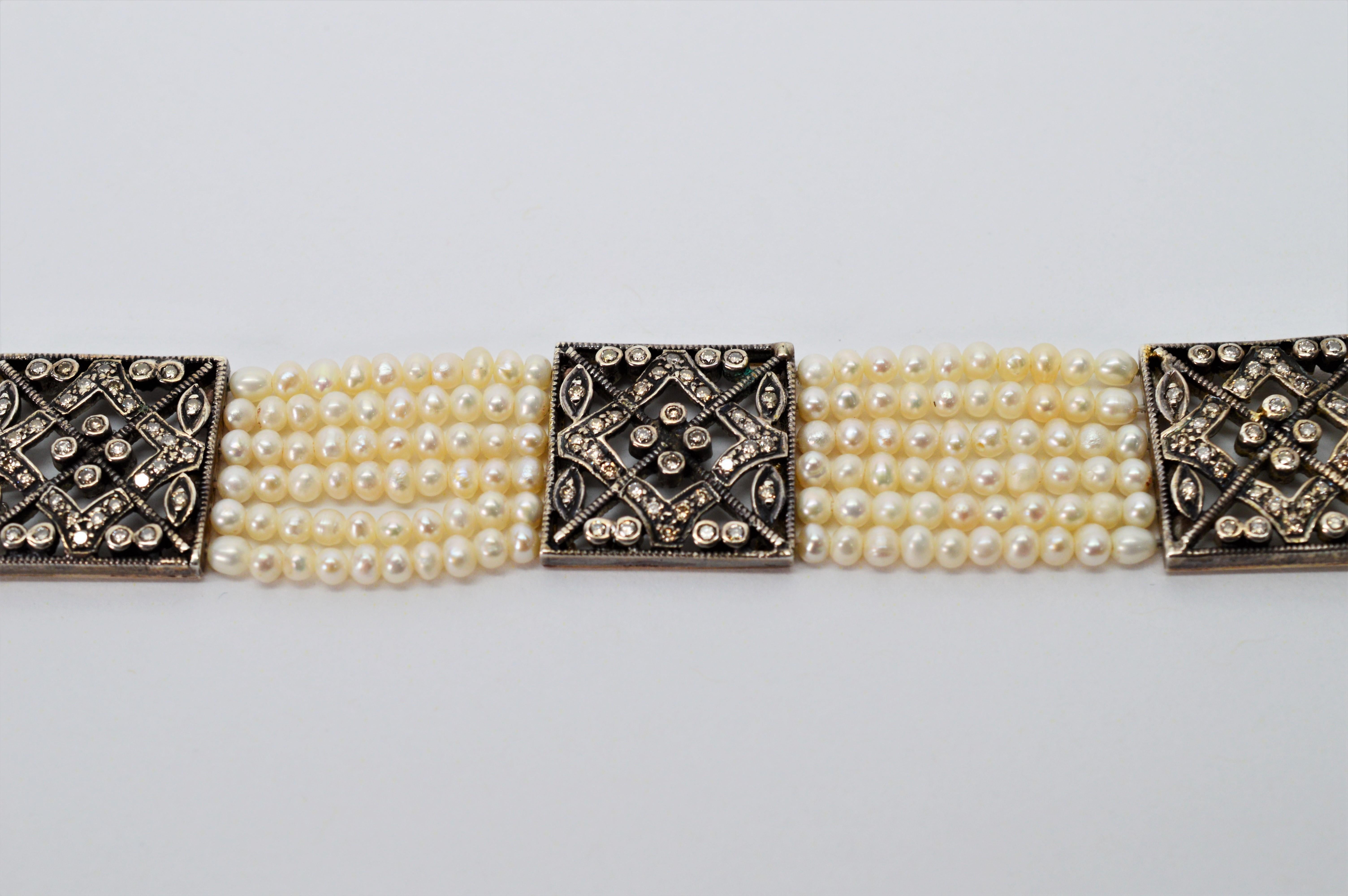 pearl and diamond bracelet white gold