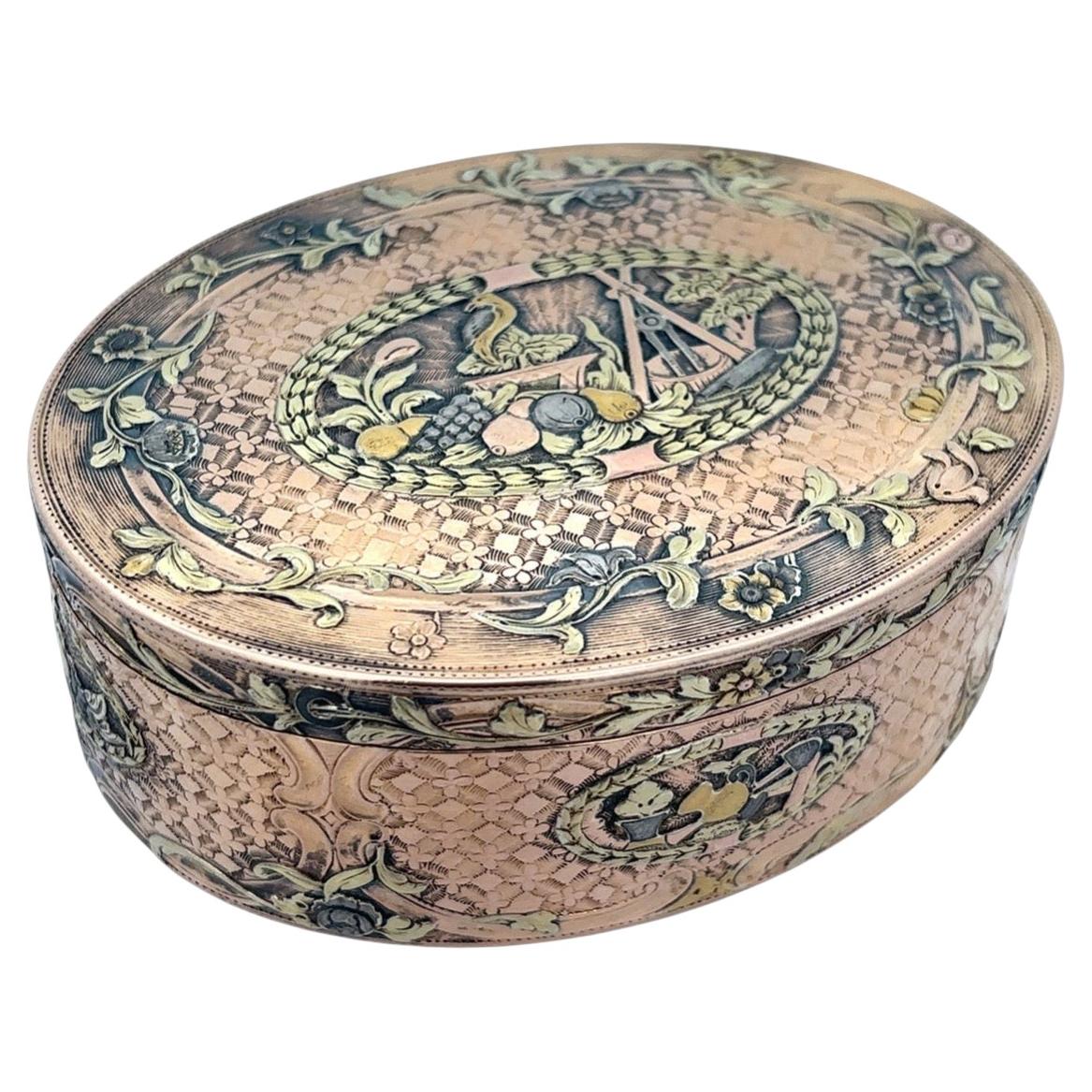 Caja de rapé antigua de oro multicolor