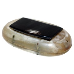 Antique Multicolor Horn Oval Snuff Box