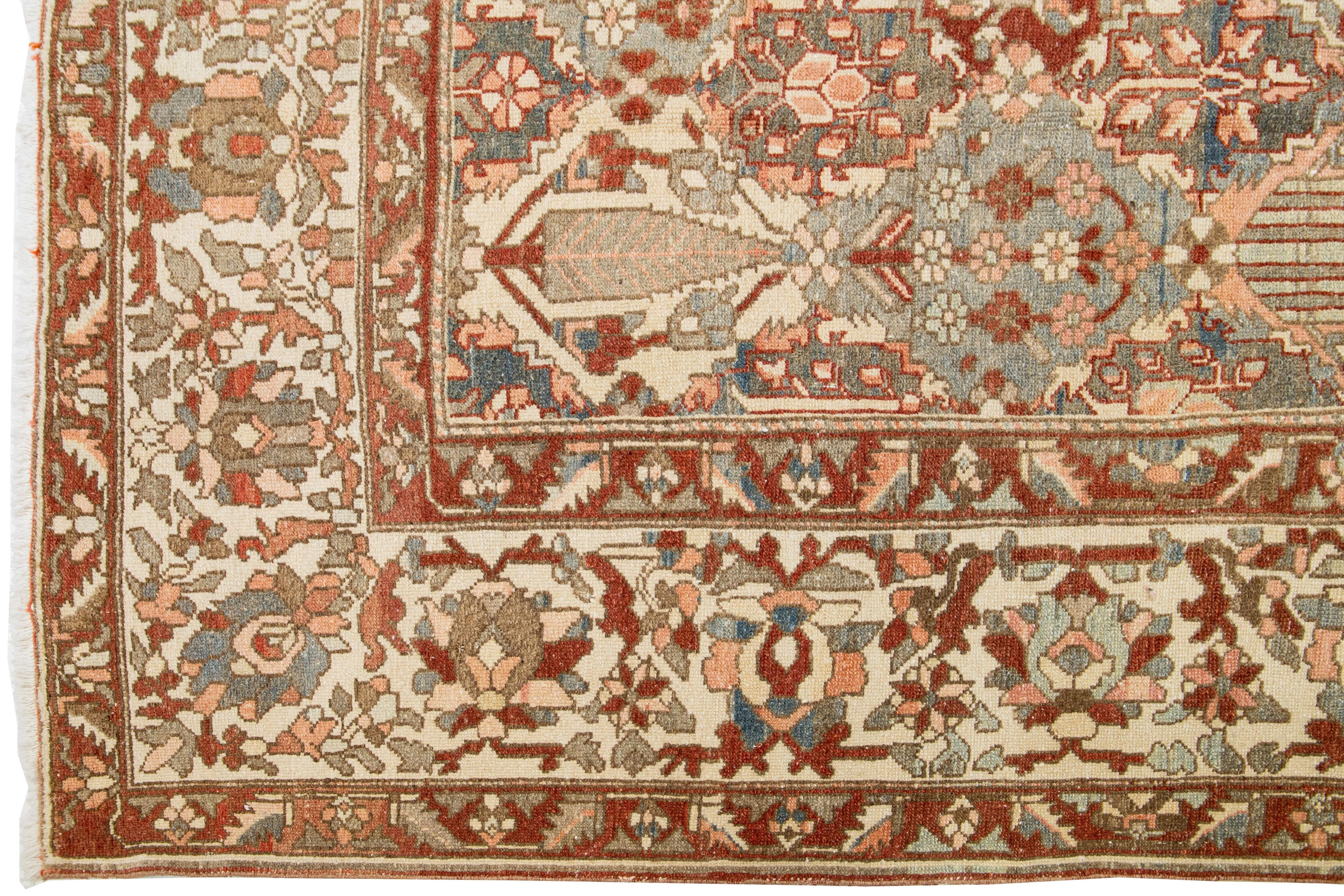 Antique Multicolor Persian Bakhtiari Designed Wool Rug  In Good Condition For Sale In Norwalk, CT